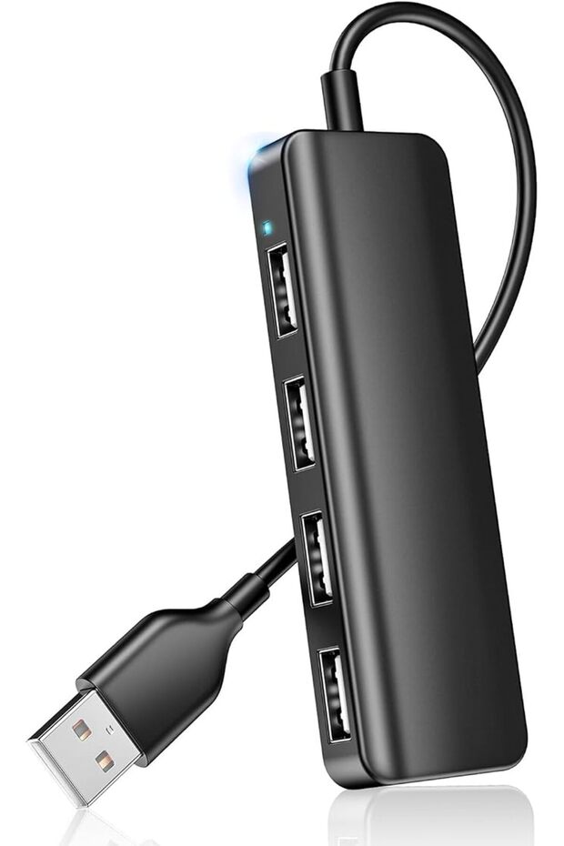 موزع USB، محول USB 2.0 بـ 4 منافذ لتوسيع إمكانات الكمبيوتر المحمول ومحركات الأقراص الفلاشية ووحدات التحكم والطابعات