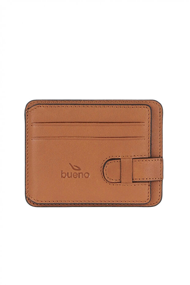 Tan Dark Leather Unisex Card Holder