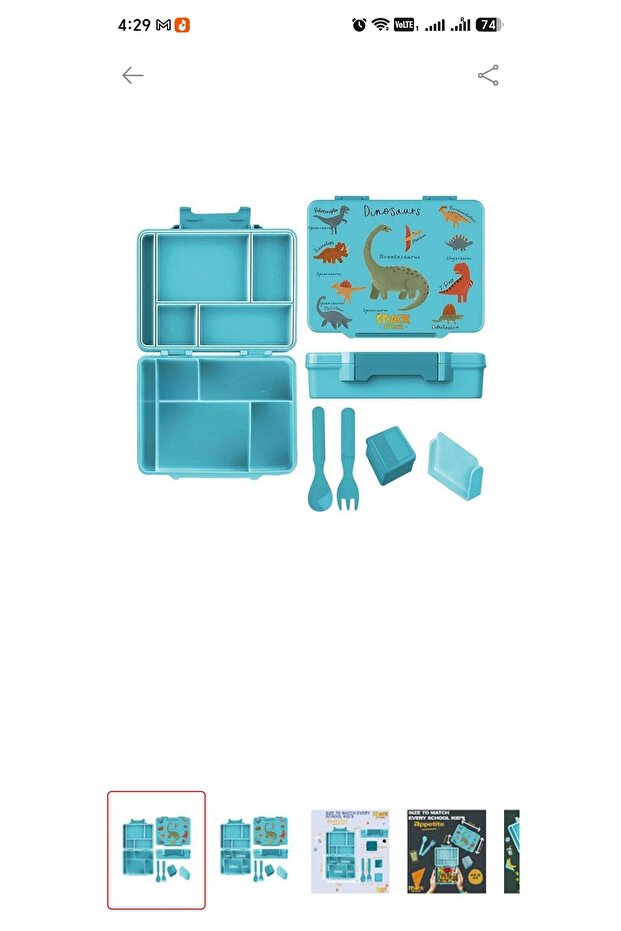 Bluye pp lunch box 5 compartment 1330ml with dip sauce and cutlery