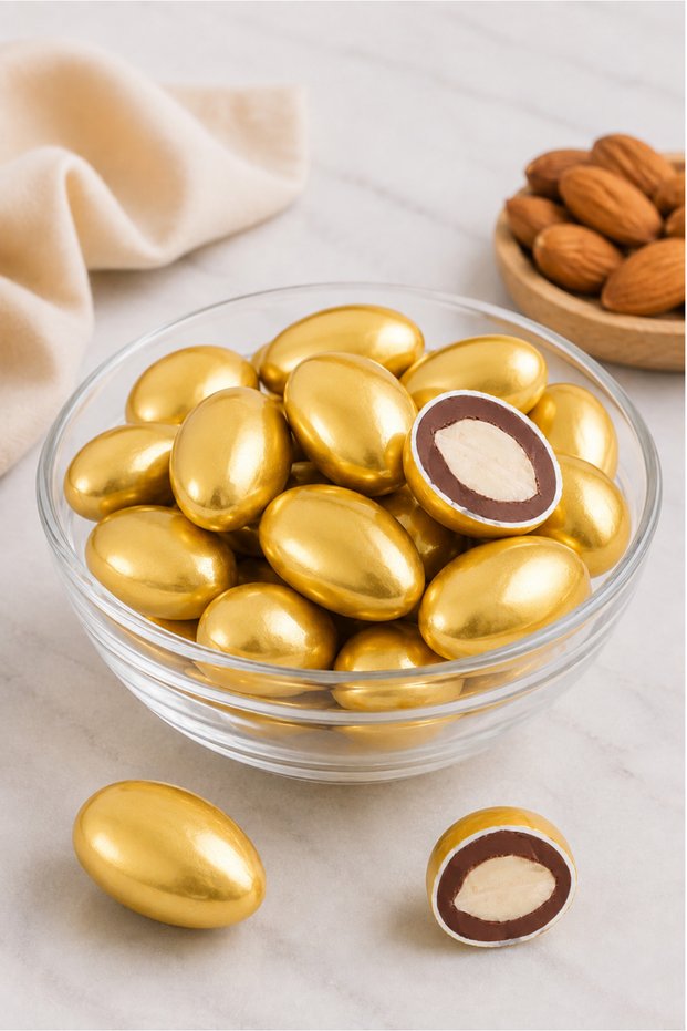 Shiny Gold Almond Dragee 100 g