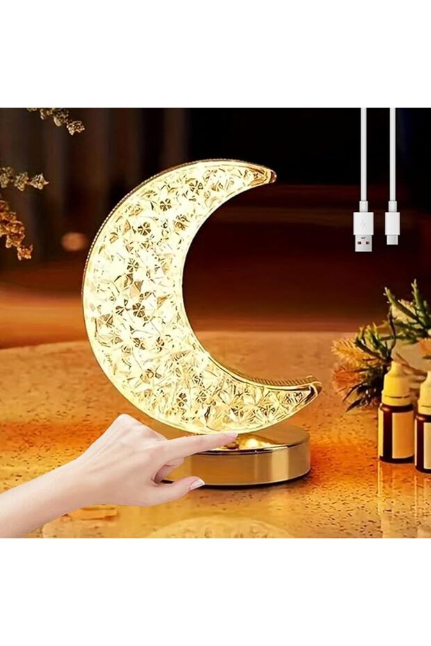 مصباح طاولة على شكل نجمة قابل للتعتيم باللمس، إضاءة ليلية LED قابلة لإعادة الشحن بثلاثة ألوان عبر USB، مصباح سرير كريستالي على شكل نجمة