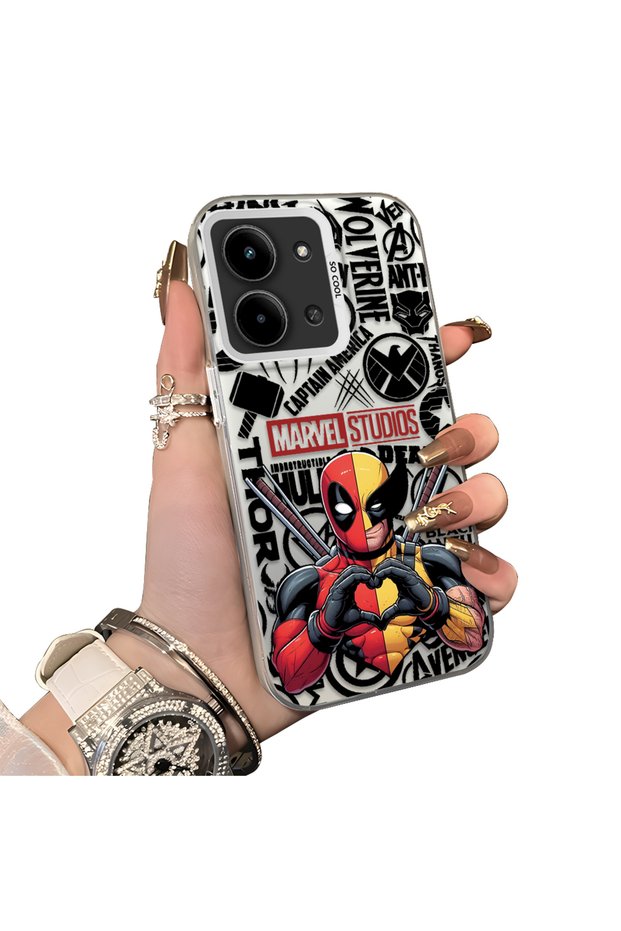 Redmi 15C 5g Compatible Marvel Patterned Silicone Edge Hard Back Case Couple Phone Case