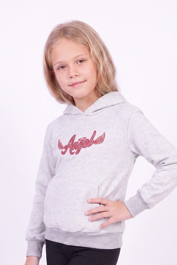 Girl's Printed Kangaroo Pocket Long Sleeve Hooded Sweatshirt