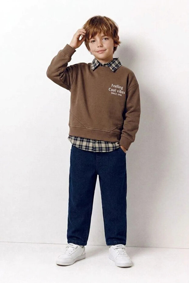 Feeling Cool Shirt and Jeans Boys' 2-Piece Set - Brown