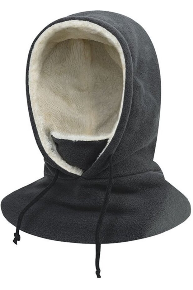 Balaclava windproof fleece adjustable dark gray 28x44cm.