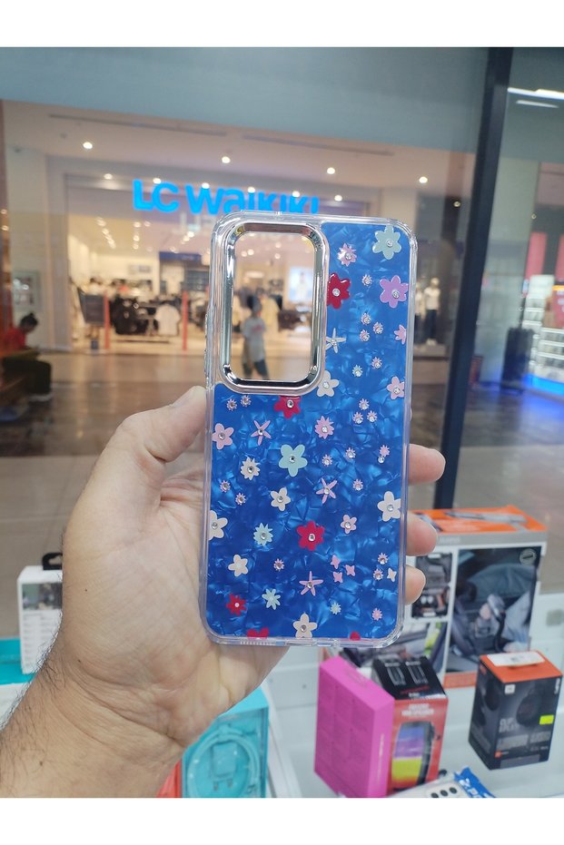 Xiaomi Redmi 15 Compatible Daisy Shine Stone Flower Pattern Shiny Case