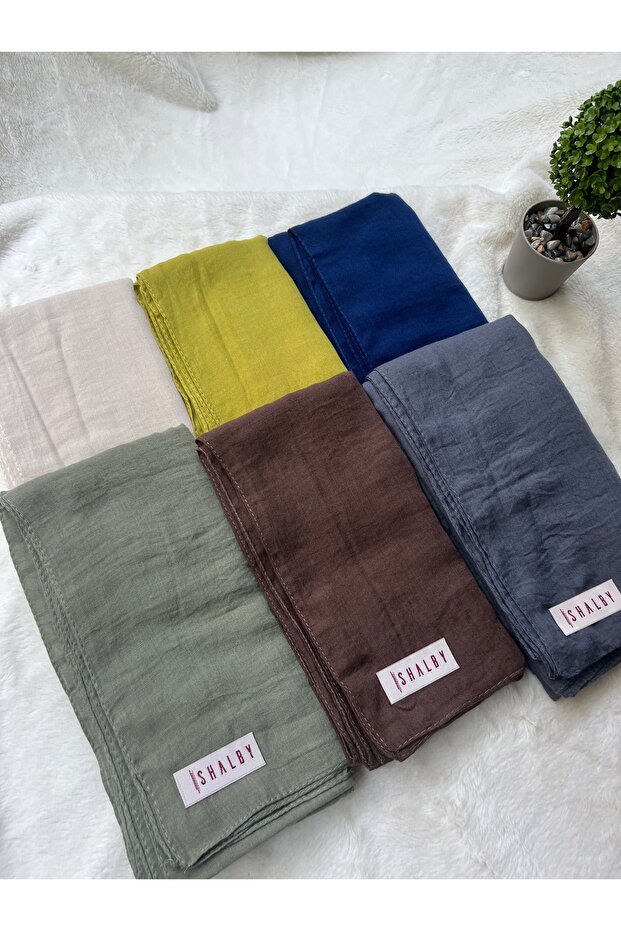 Women's Hijab Cotton Crash Shawl Set of 6