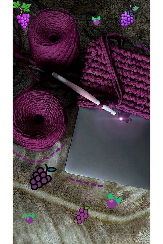 Combed Cotton Yarn (300-400Gr) Color - Purple Violet Tone - Soft Textured Hand Knitting Yarn