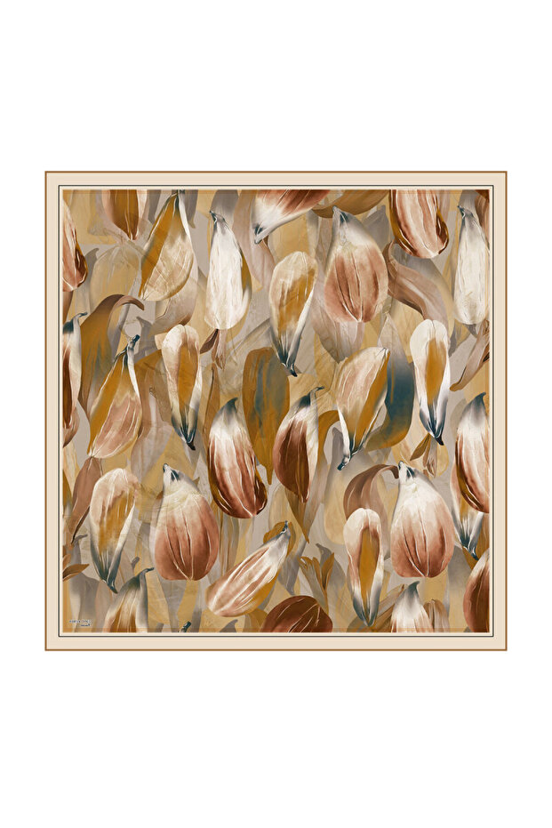 Mustard Whisper Pattern Organic Scarf