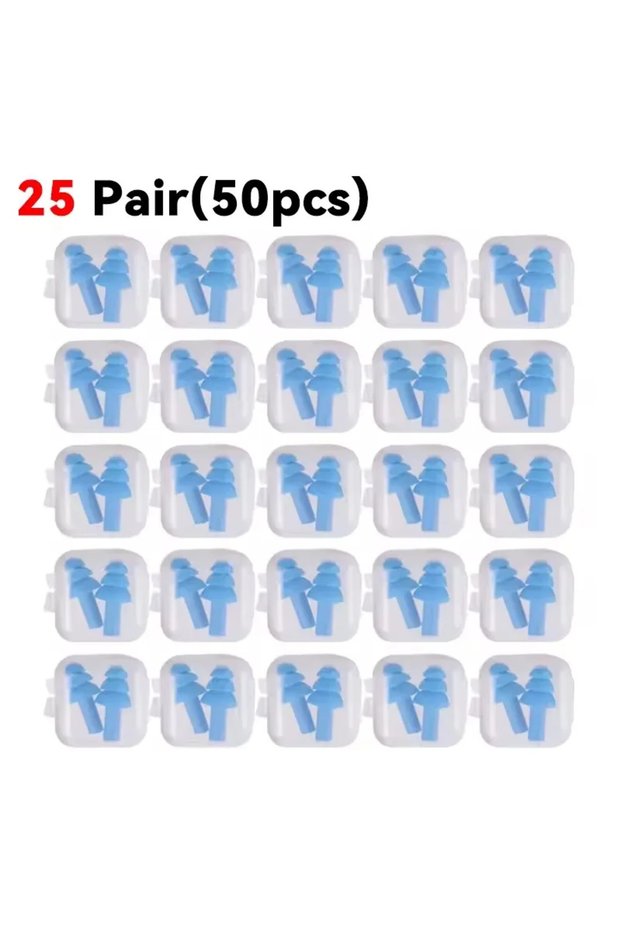25 Pair(50pcs) 25/1Pair Ear Plugs Sleeping Noise Cancelling Reusable Silicone Sound Block Earplugs S