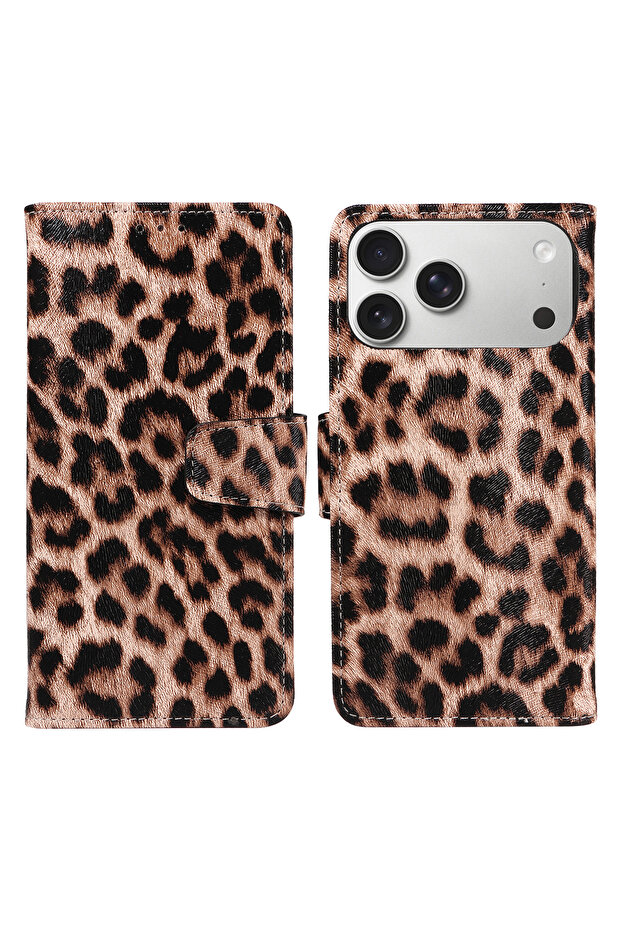 iPhone17 light brown Leopard Print Leather Phone Case for IPhone 17 16 15 14 13 12 11 Pro Max Plus M