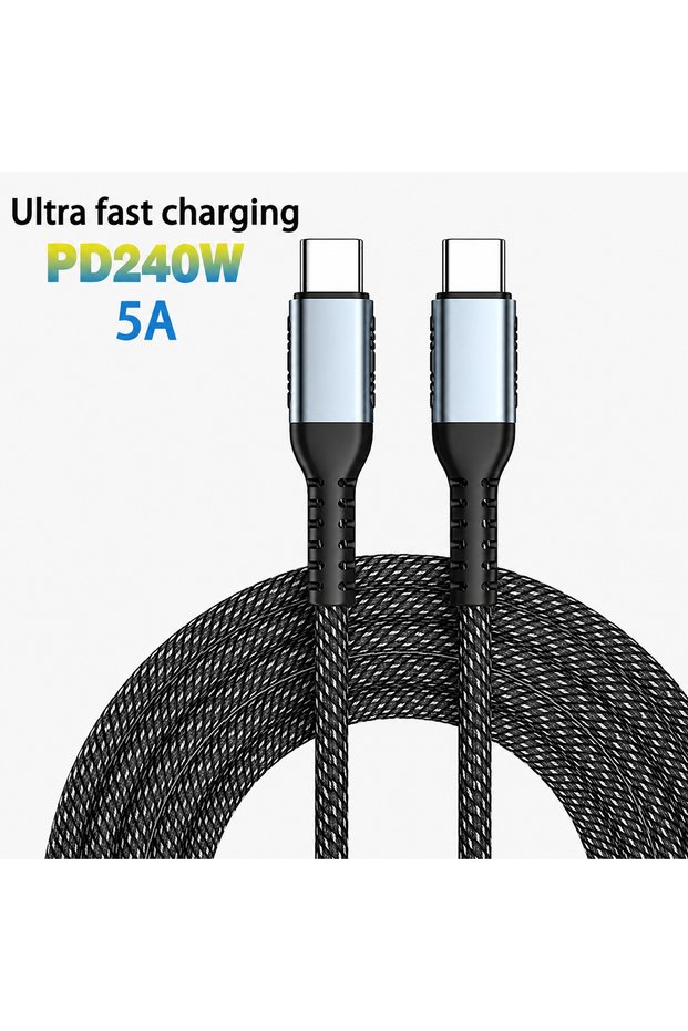 1.5m 240W 240W USB-C to USB-C Fast Charging Cable PD 3.1 5A E-Marker Chip Nylon Braided Type-C Charg