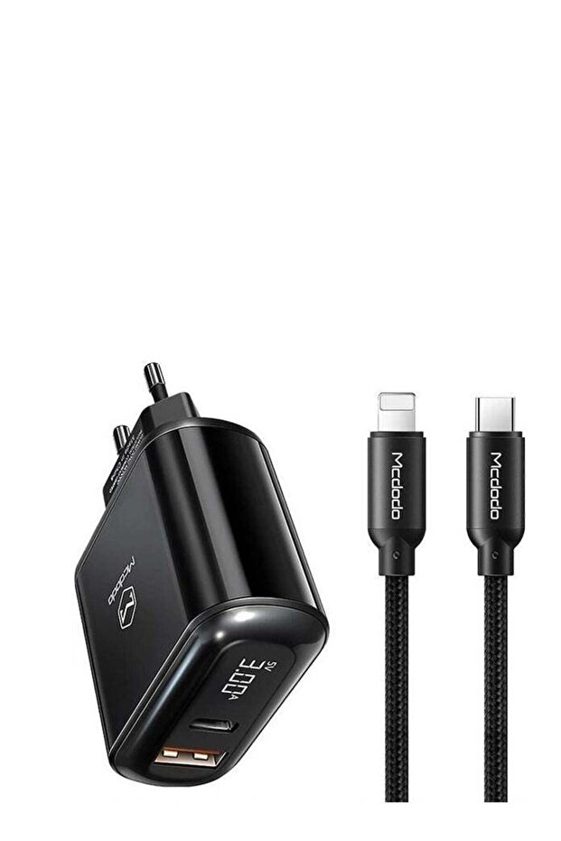 LCH-7171 Charger Iphone Digital Display Dual Output Fast 20W Plus USB C To Lightning PD Cable 1.2 Meter