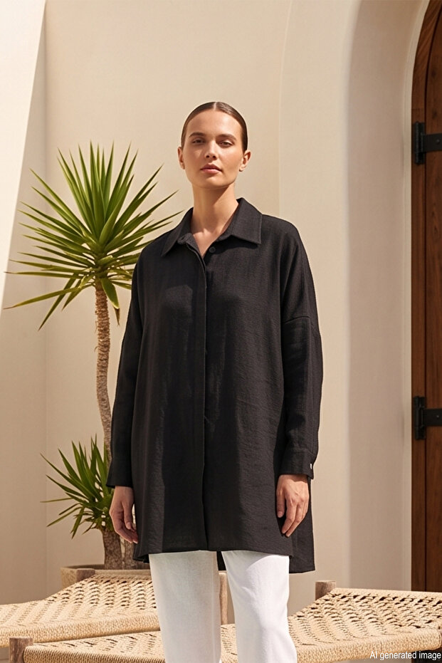 Linen Shirt 19605 Black