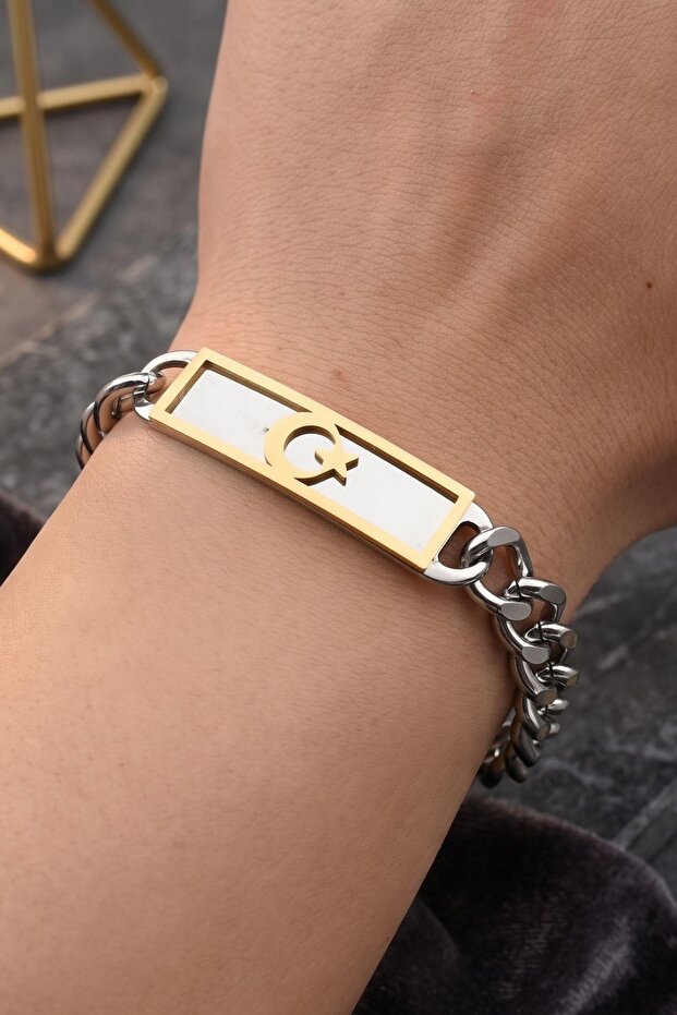 Moon Star - Ayyildizli Figaro Stainless Steel Bracelet 10mm 902874