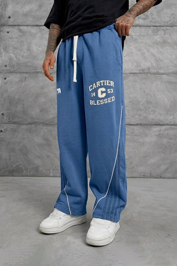Blue 14c53 printed baggy trackpants