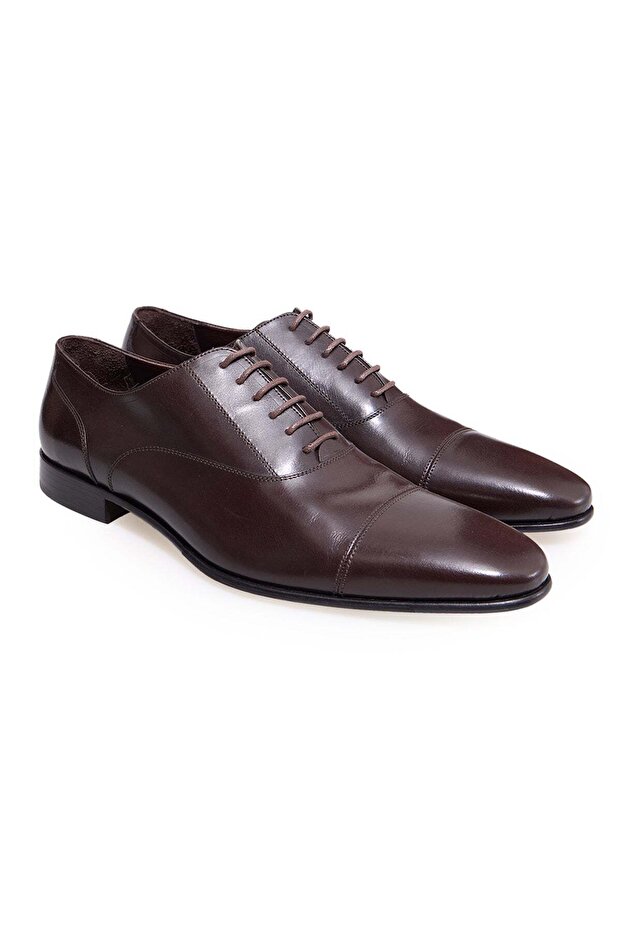 Brown Lace-Up Genuine Leather Men's Shoes