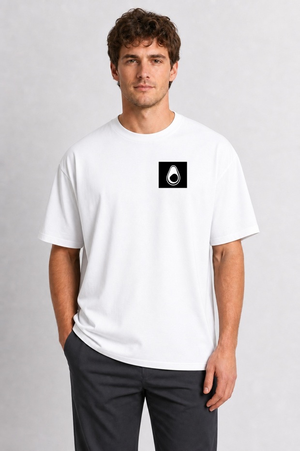 Negative Space Avocado Design T-Shirt - White