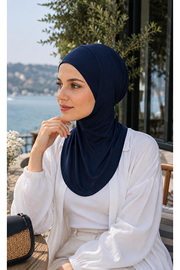 Women's Viscose Fabric Neck Collar Bonnet, Ready-Made Practical Hijab Bonnet, Sweat-Proof Flexible Bonnet