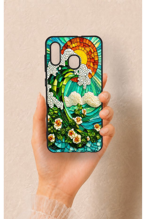Samsung A20-A30 Compatible Mosaic Ocean Wave Pattern Silicone Case