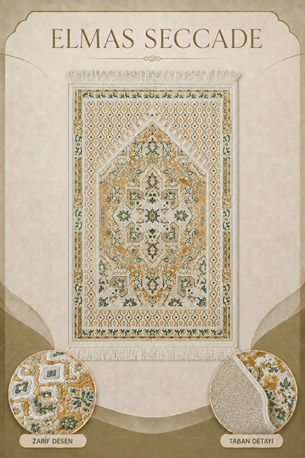 Diamond Prayer Rug Velvet Soft Textured Premium Prayer Mat 70X110 | Gold Luxury Prayer Rug