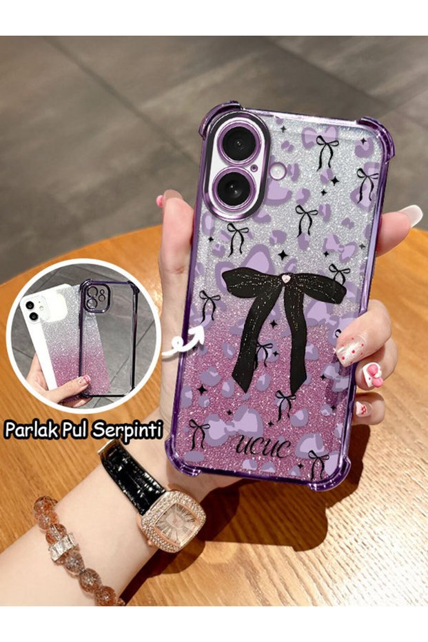 iPhone 16 Compatible Transparent Four-Corner Silicone Coated Glossy Edge Case
