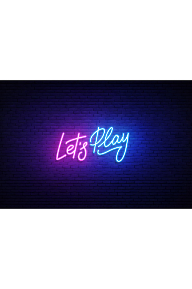 لافتة نيون 'Let's Play' مقاس 40×30 سم متعددة الألوان مع قاعدة أكريليك 6 مم
