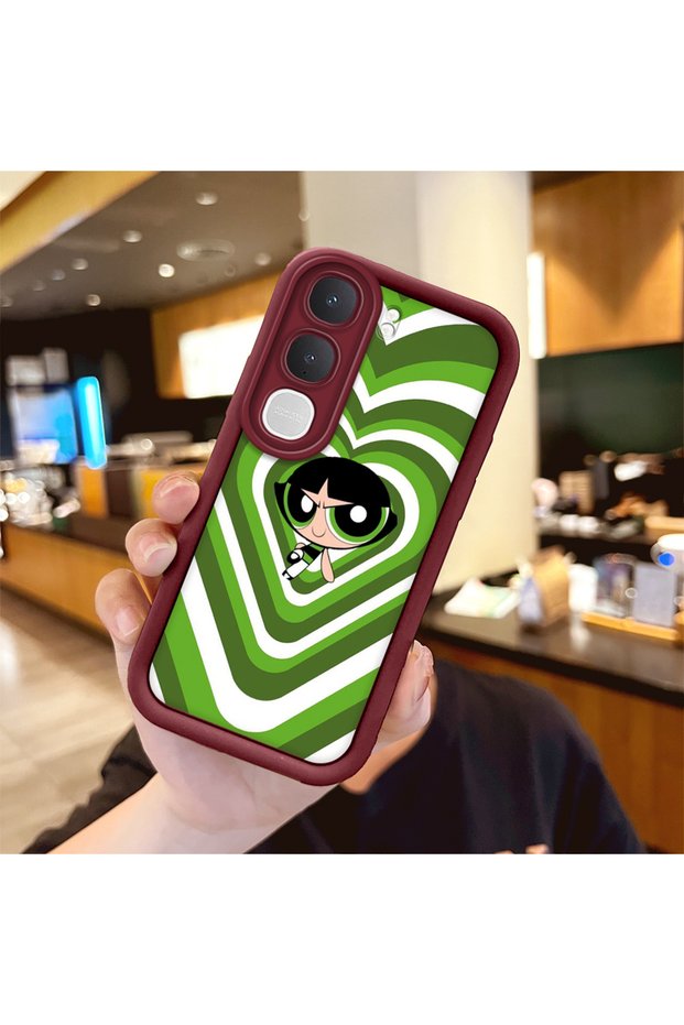 Vivo Y31 5g Compatible Case Camera Protective Cartoon Pattern Maroon Lover Couple Silicone Phone Case