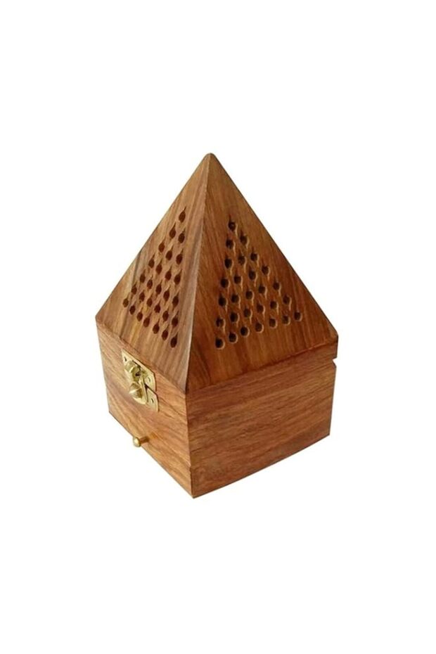 Pyramid Shaped Incense Burner Brown 9X9X15Cm
