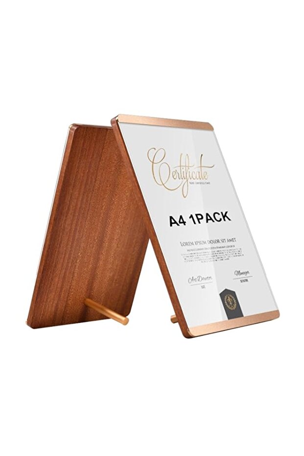 8.5 x 11 Picture Frame, A4 Document Frame with Metal Border, Wooden Certificate Plaque for Tabletop Display