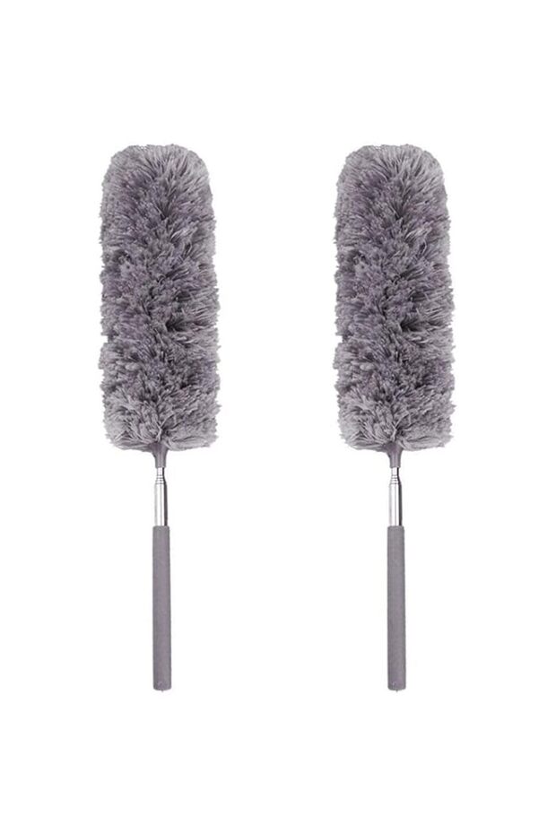 2 Pieces Creative Stretch Extend Microfiber Adjustable Feather Dust Shan (Gray)