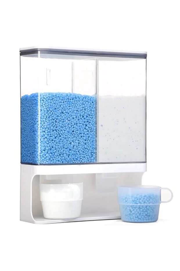 Wall-Mounted Dry Food/Laundry Detergent Dispenser Container with Lids (3000ml)