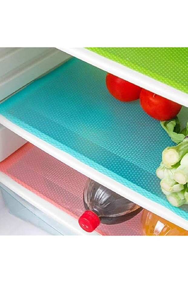 Refrigerator Liner Mats, Waterproof Fridge Shelf Pads, Red/Green/Blue, 45 x 30 cm, 9 Pack, Washable Drawer Table Protection Liners