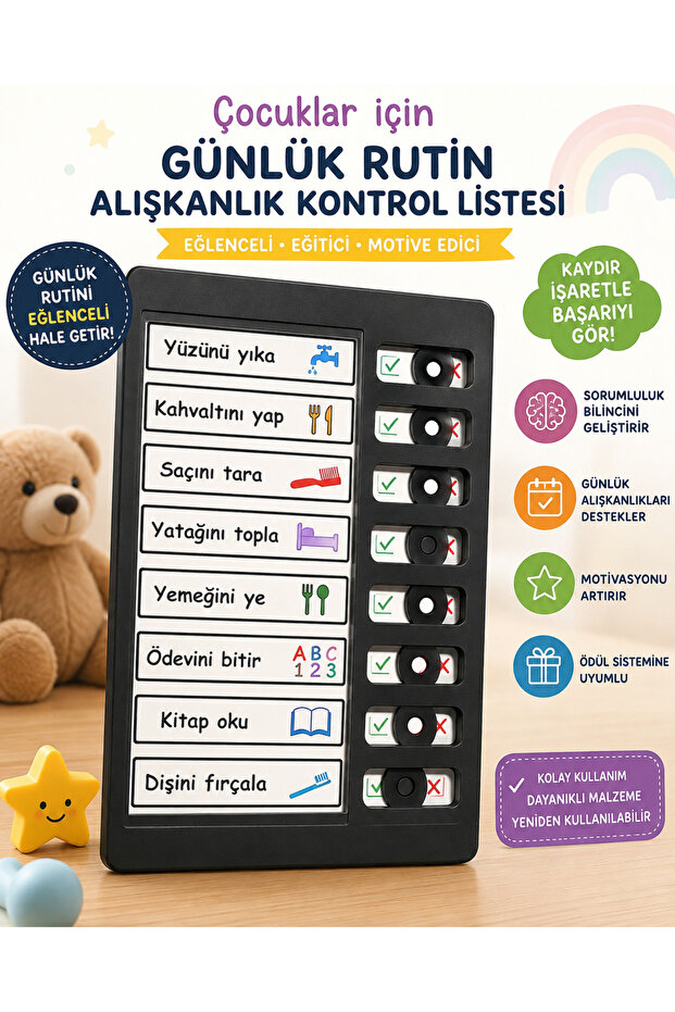 Children's Daily Routine Checklist Check List Educational Toy Wooden To-Do List