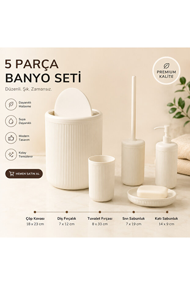 5'li Banyo Seti - Beyaz