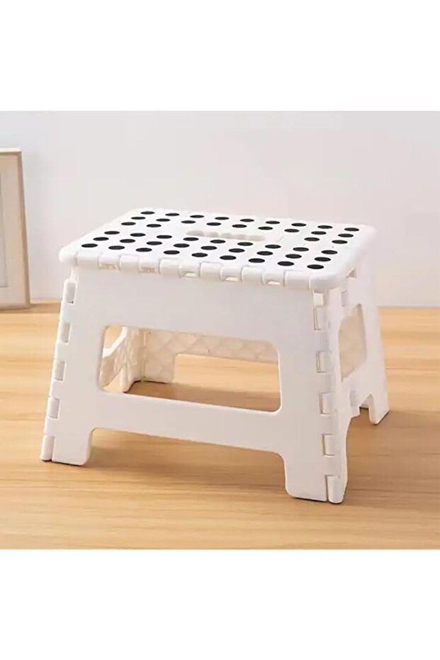 Portable Folding Step Stool for Kids and Adult Lightweight Bathroom Stool Sturdy Enough Safe Enough Opens Easy with One Flip for Kitchen Bathroom Bedroom(White) 22CM height