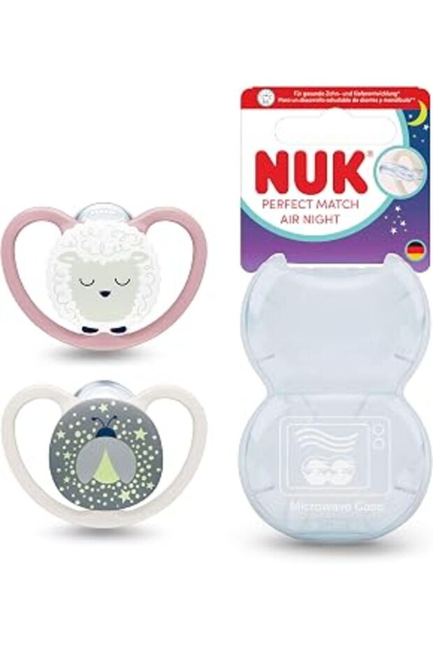 Nuk Pm Air Night 2-Pack Night Pacifier, 6-18 Months, Sheep