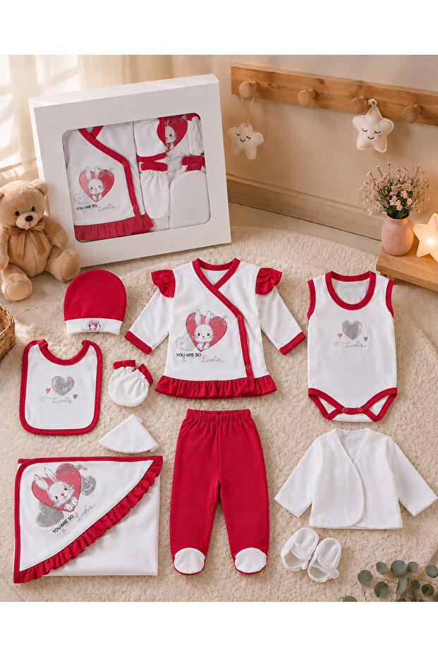 Rabbit Patterned 10-Piece Newborn Hospital Discharge Set