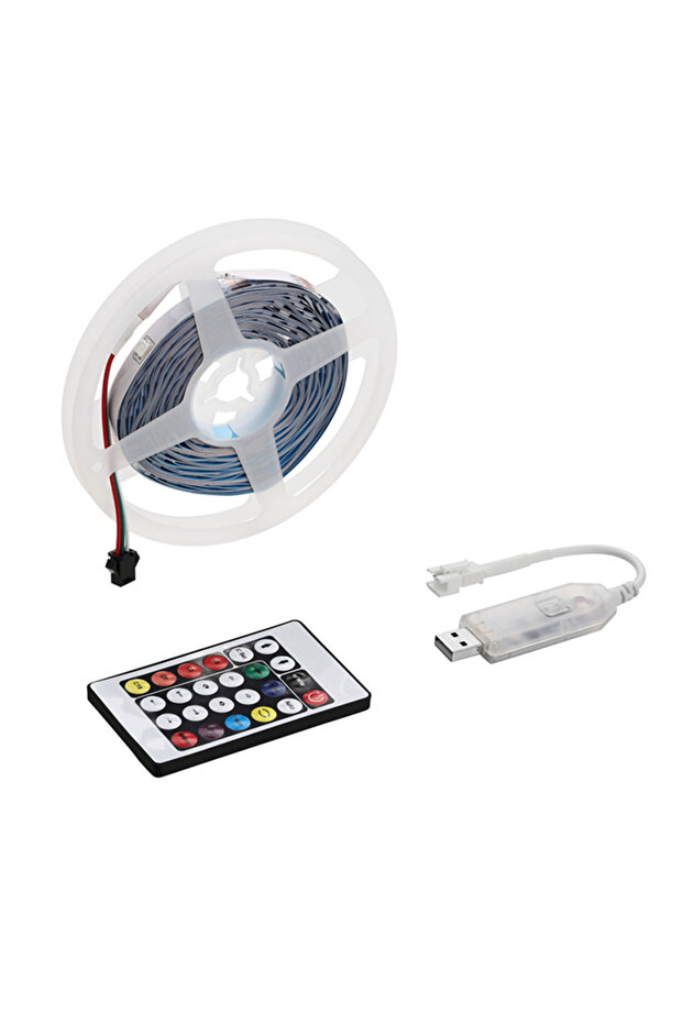شريط إضاءة LED RGB بطول 10 أمتار - مع تطبيق بلوتوث وجهاز تحكم عن بعد بـ 24 زر - شريط قابل للقطع يعمل بالطاقة عبر USB