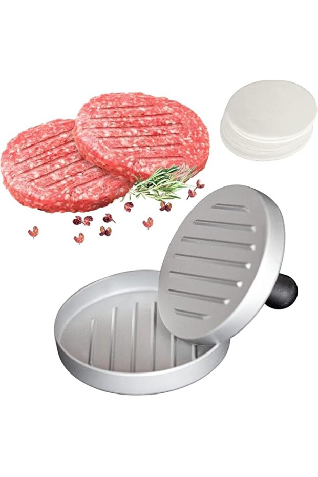 YelaJoy Stainless Steel Hamburger Press with Handle, Non-Stick Hamburger Press Patty Maker, Burger Patty Maker for Beef Cheese Veggie Cakes, Camping Hamburger Patty Press