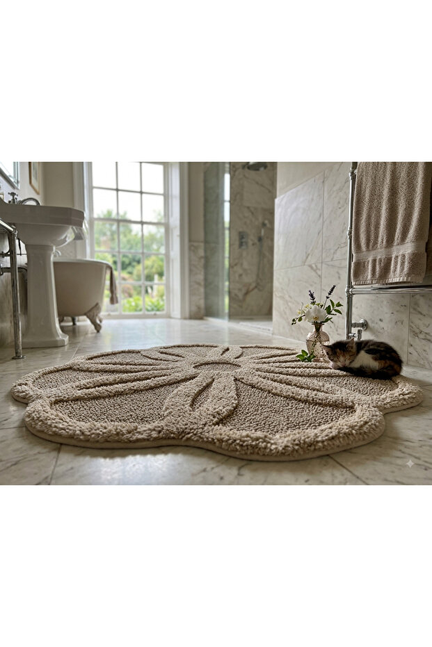 Round Daisy Mat 120*120 Beige Color