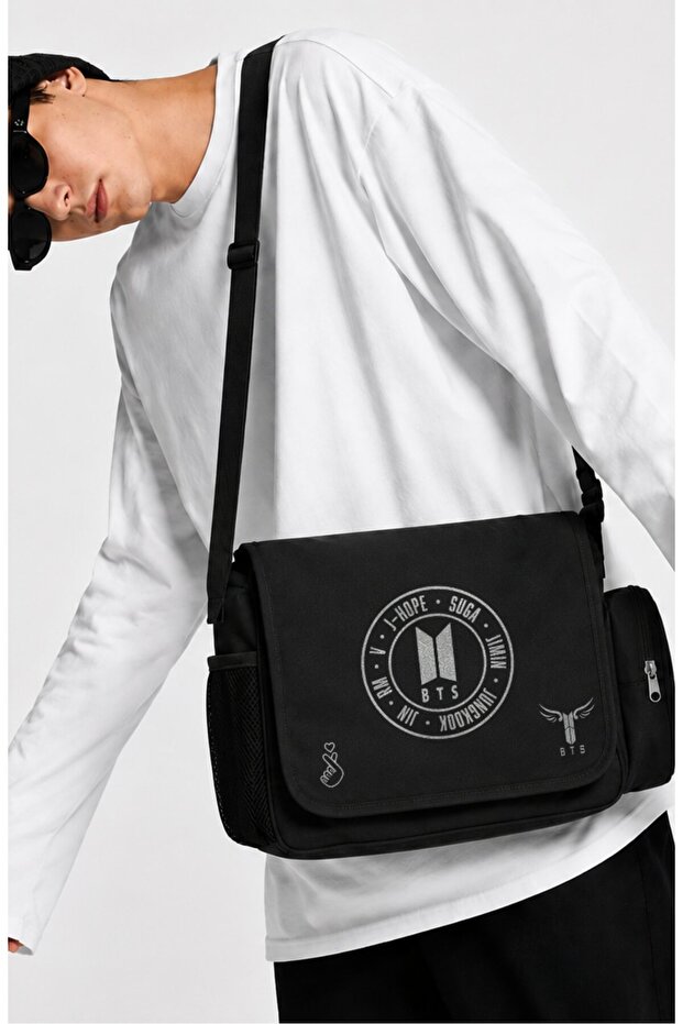 Unisex Bts Member Names Logo Printed Kpop Messenger Bag