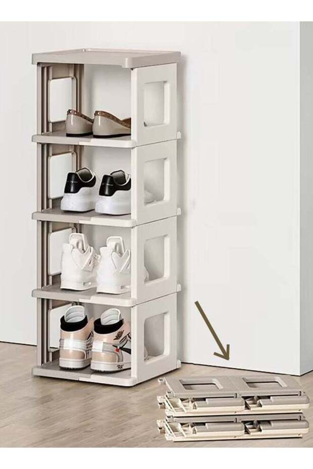 4-Tier Foldable Shoe Rack,Ventilated Panels,Space-Saving Plastic Organizer for Entryway,Closet,Small Spaces,PP Plastic