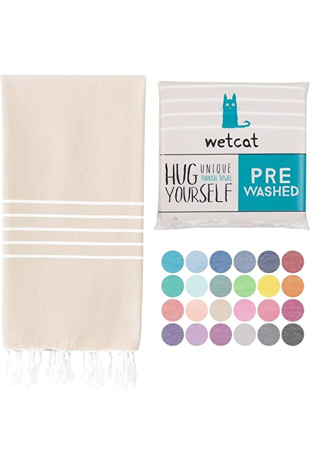 Wetkat Oversized 38X71 Turkish Beach Towel 100% Cotton Sand Free Quick