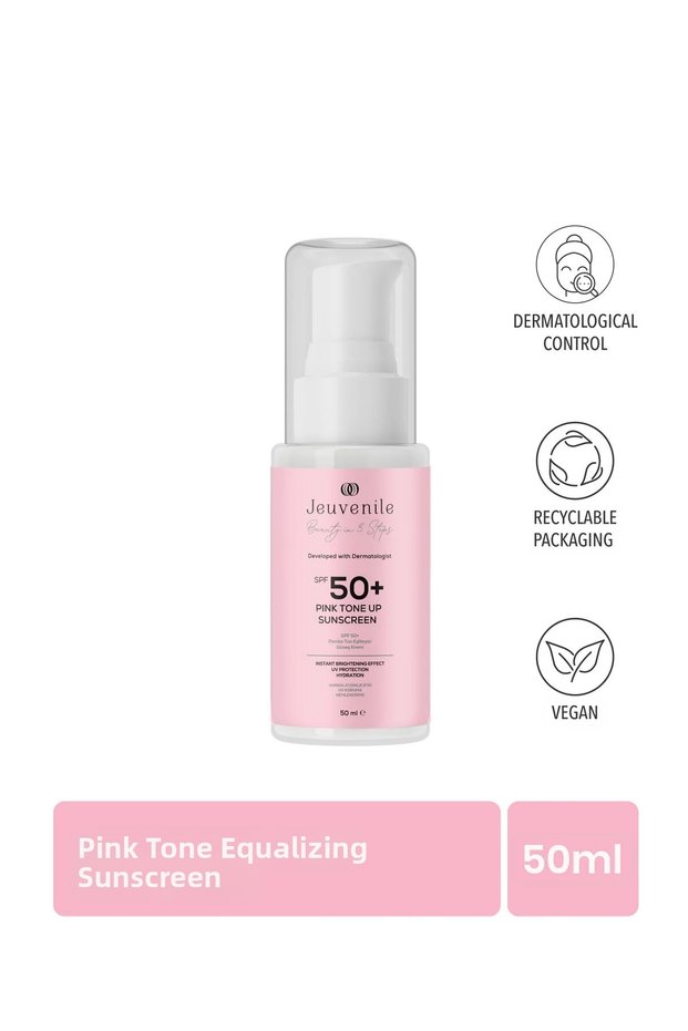 Spf 50+ Pink Sunscreen – Color Tone Equalizer, Centella + Licorice Root + Calamine