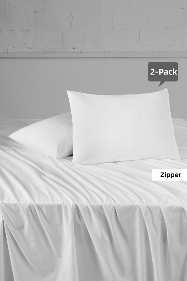 Terry Cotton Cotton 2-Piece Zippered Liquid Waterproof Pillow Protector Mattress 50x70 Cm