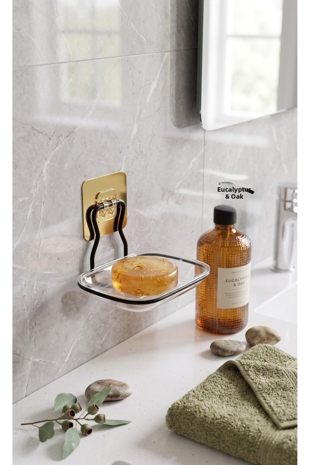 Adhesive Bathroom Soap Holder, Solid Soap Holder, Sink Kitchen Solid Soap Dispenser Sponge Holder