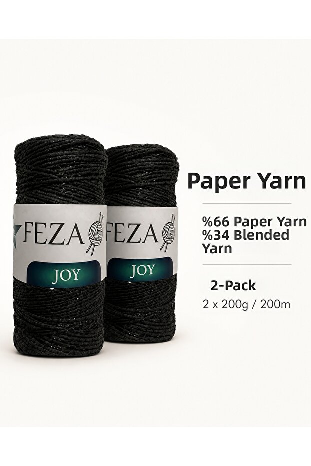 Feza Joy Glitter Paper Yarn 2-Pack 200g 200m – Bag, Basket, and Hobby Hand Knitting Yarn