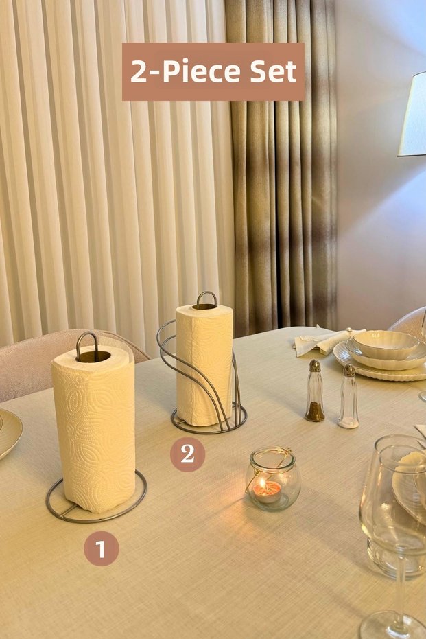 Set of 2 Matte Silver Swan Napkin Holder Upright Paper Towel Holder Kitchen Set