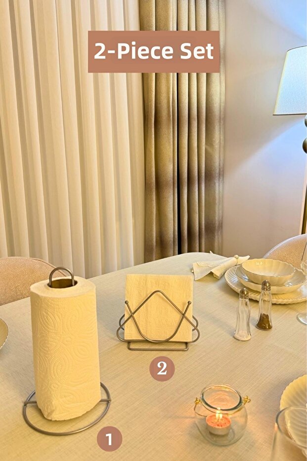 Set of 2 Matte Silver Triangle Napkin Holders Upright Paper Towel Holders Kitchen Set